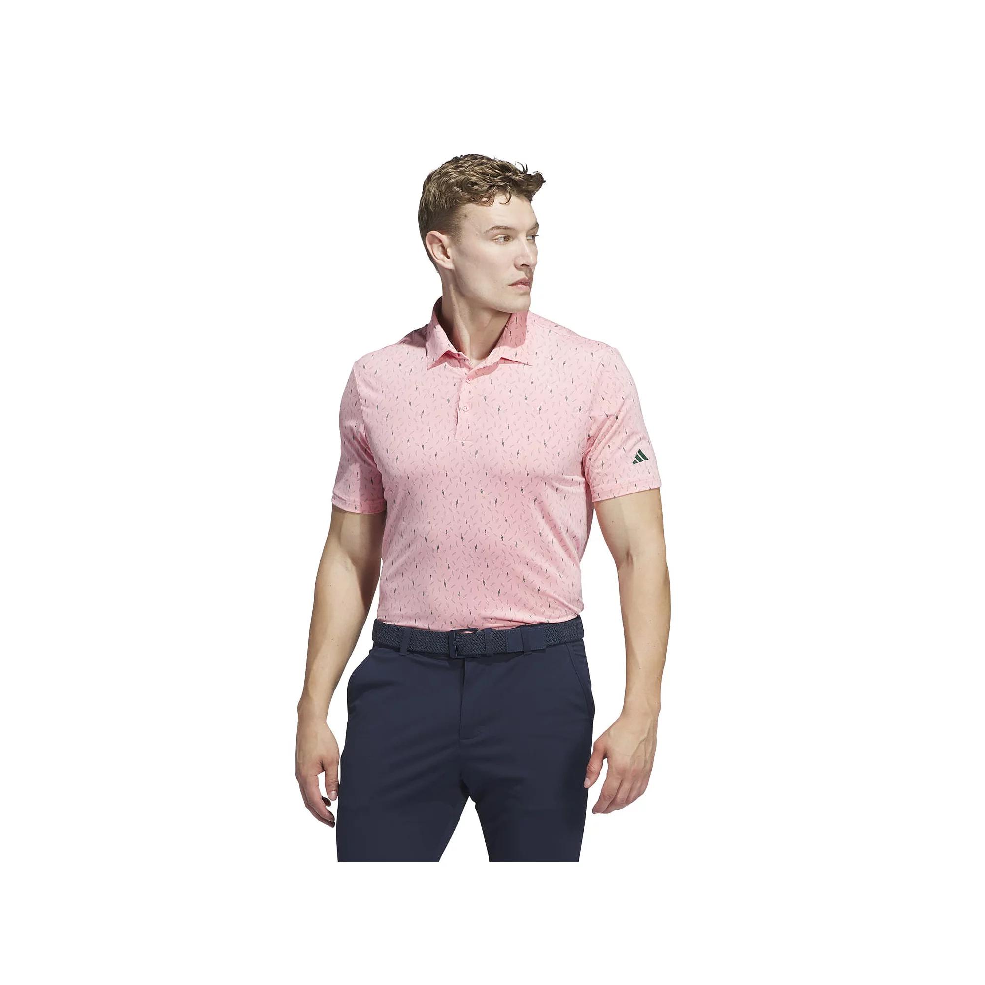 Men's adidas Ultimate365 Allover Print Polo Shirt, Size: Large, Pink Product Image
