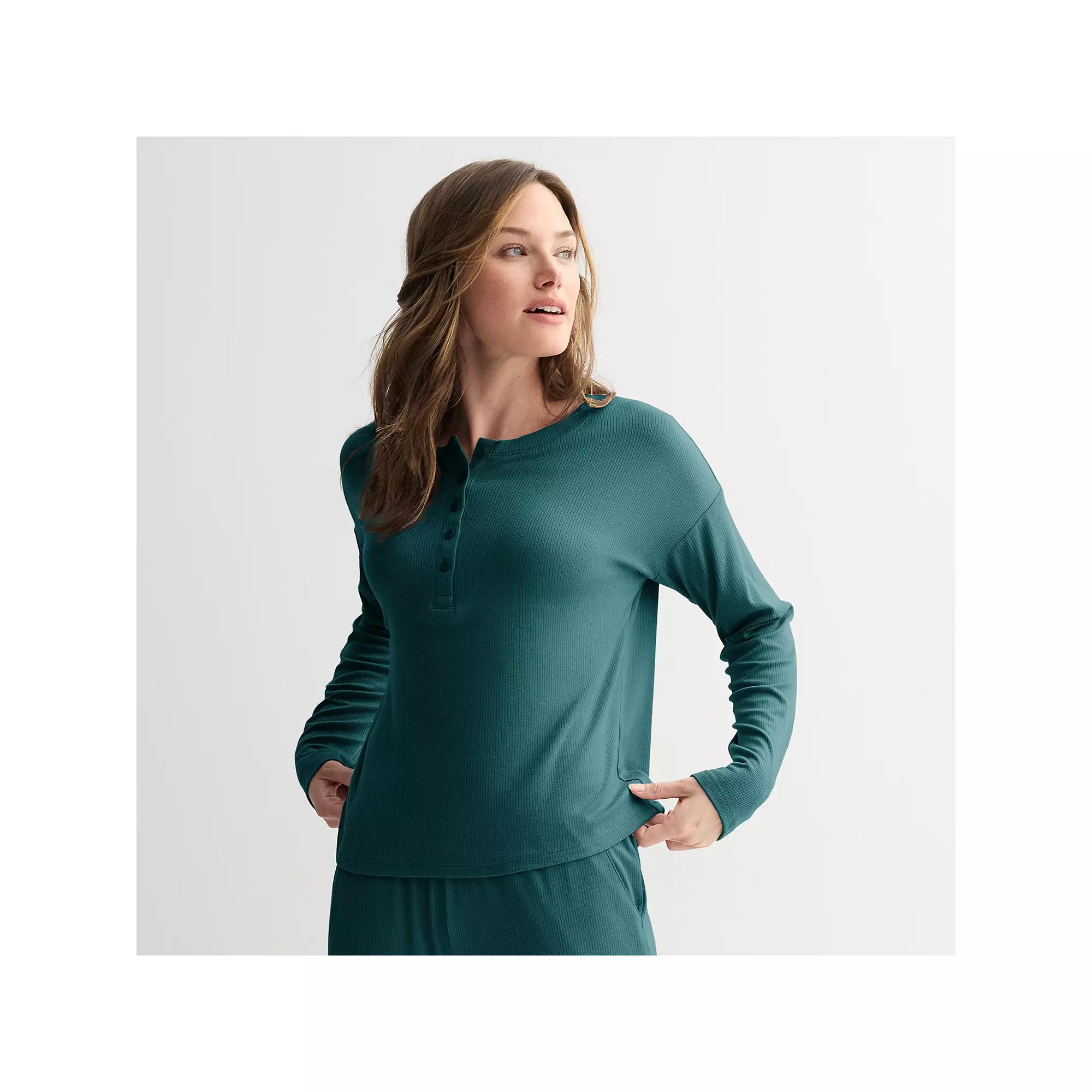 Women's Sonoma Goods For Life® Ribbed Long Sleeve Pajama Top,  Product Image