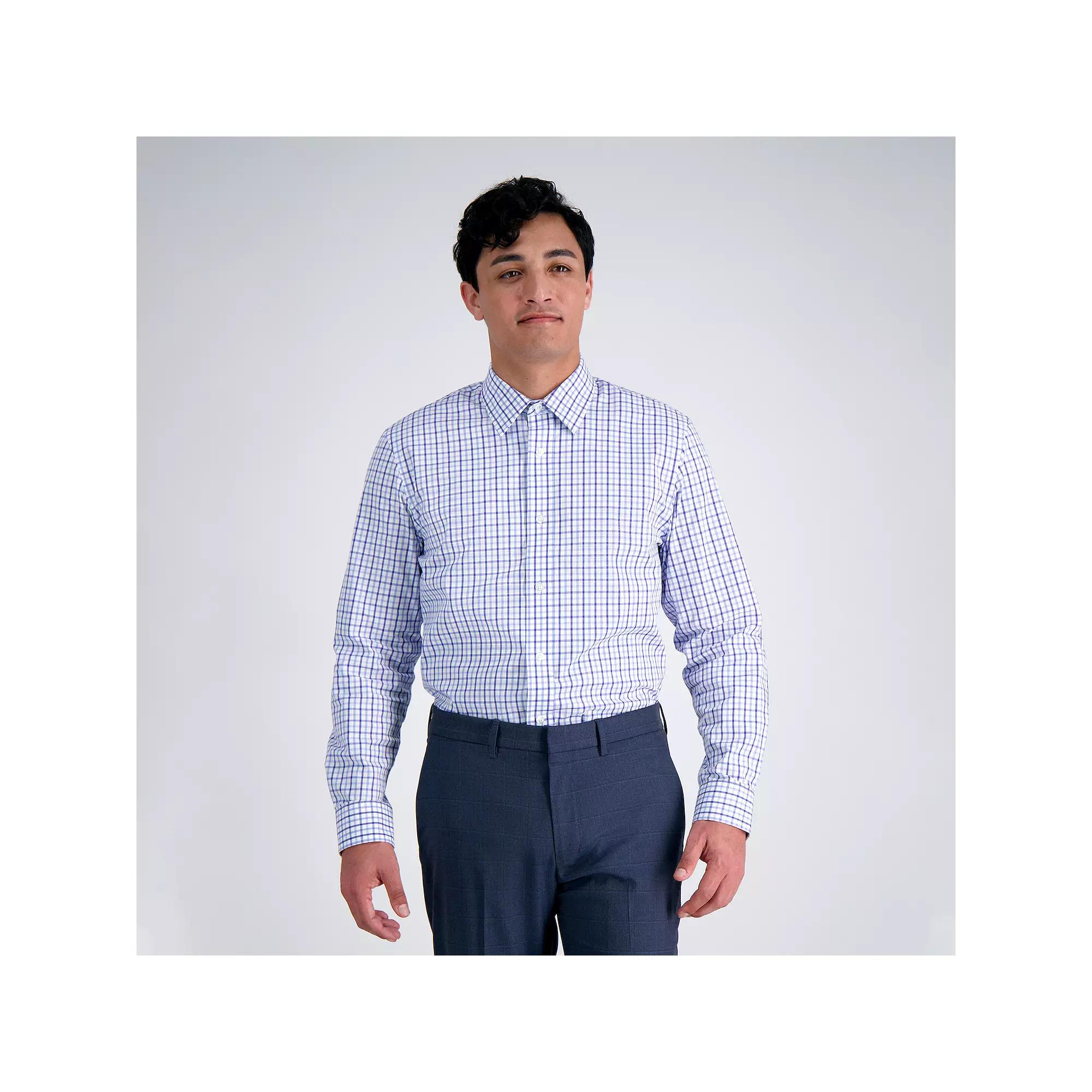Men's Haggar® Premium Performance Slim Fit Dress Shirt, Size: 16.5-34/35, Tonal Blue Check Product Image