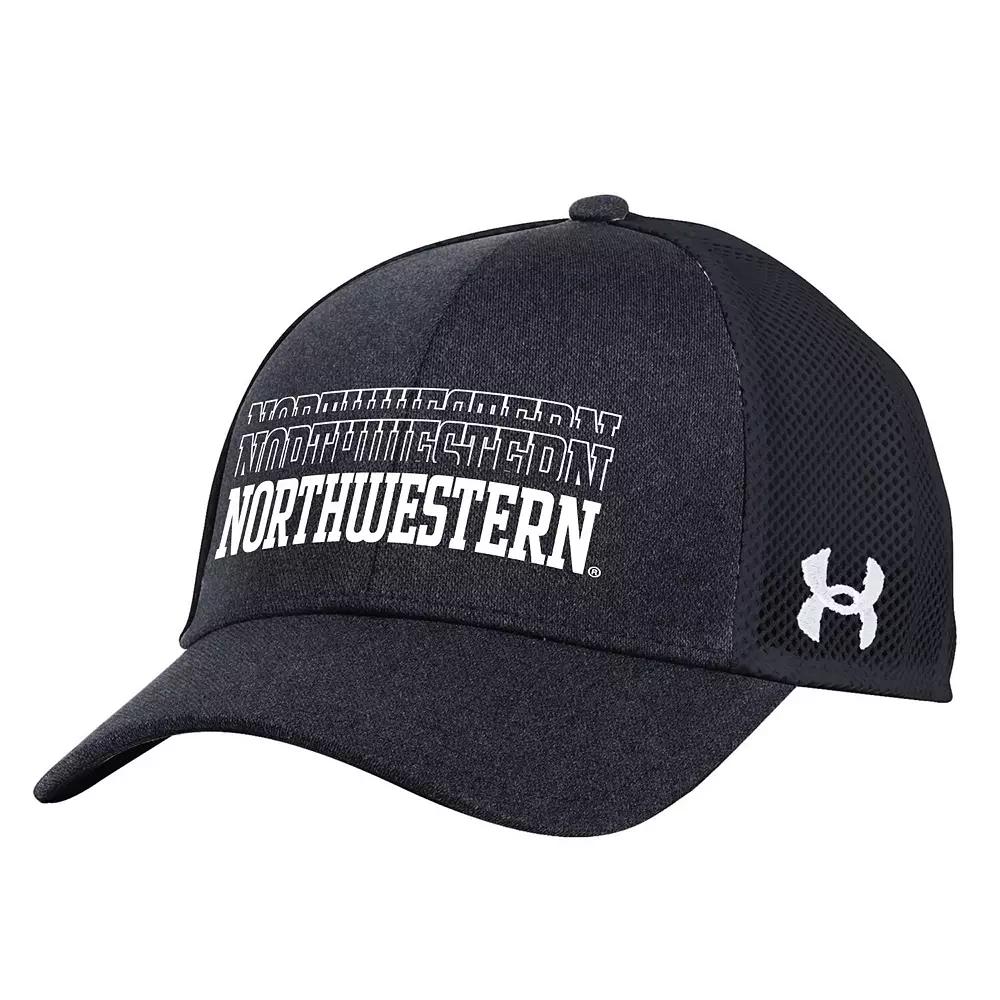Men's Under Armour Black Northwestern Wildcats 2024 Sideline Blitzing Trucker Adjustable Hat Product Image