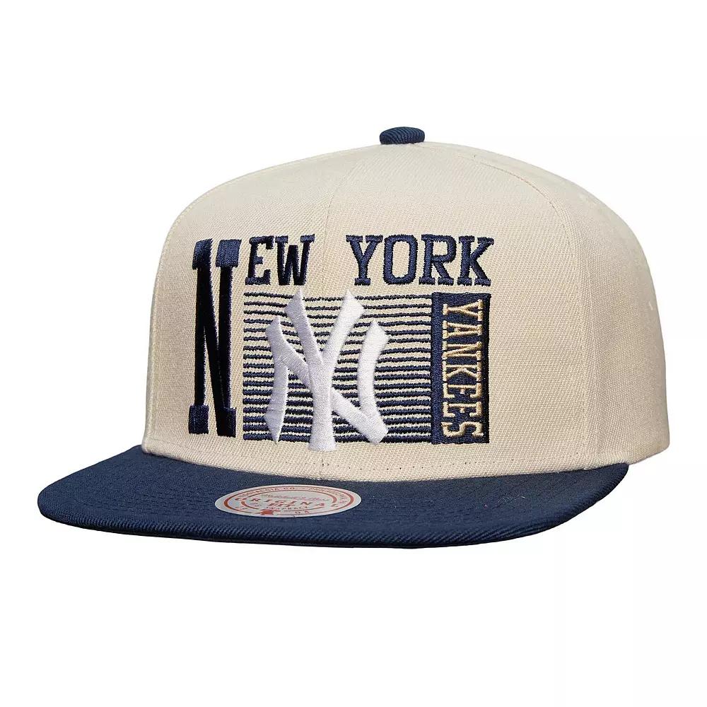 Men's Mitchell & Ness Cream New York Yankees Cooperstown Collection Speed Zone Snapback Hat, Beige Product Image