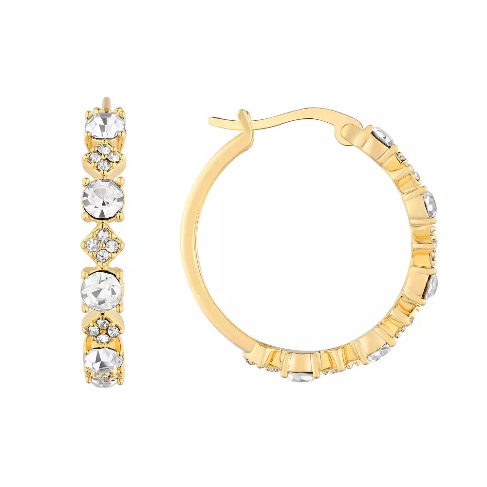 Chrystina Crystal Round Hoop Earrings, Women's, Yellow Gold Tone Product Image