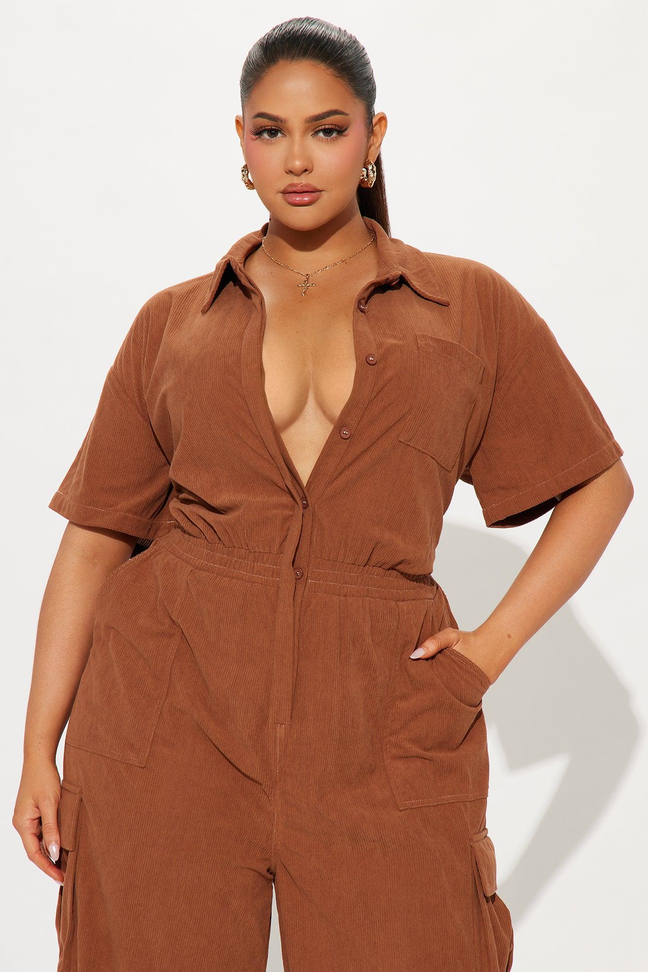 Got To Be It Corduroy Jumpsuit - Brown Product Image