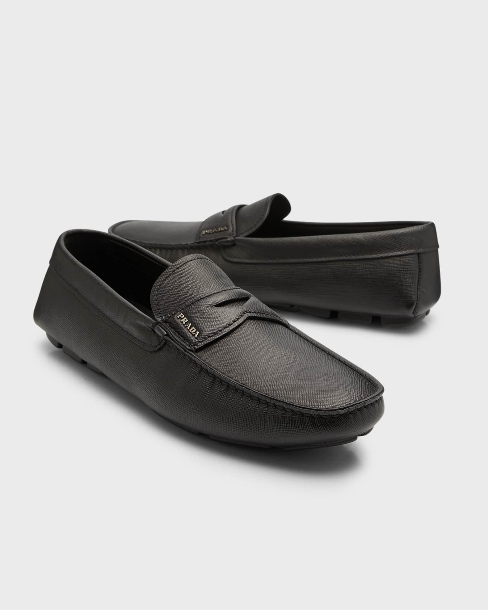 Men's Saffiano Leather Penny Drivers Product Image