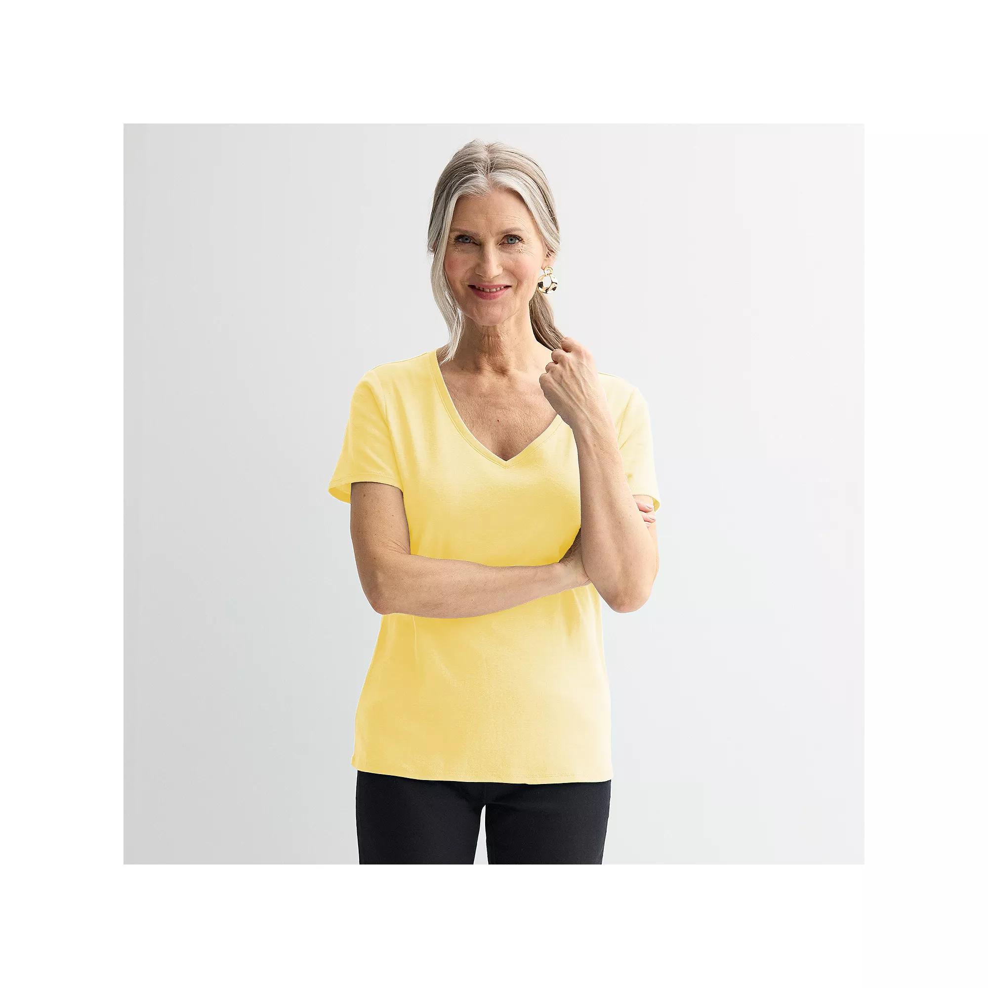 Women's Croft & Barrow® Essential V-Neck Tee, Size: XL, Yellow Yellow Product Image