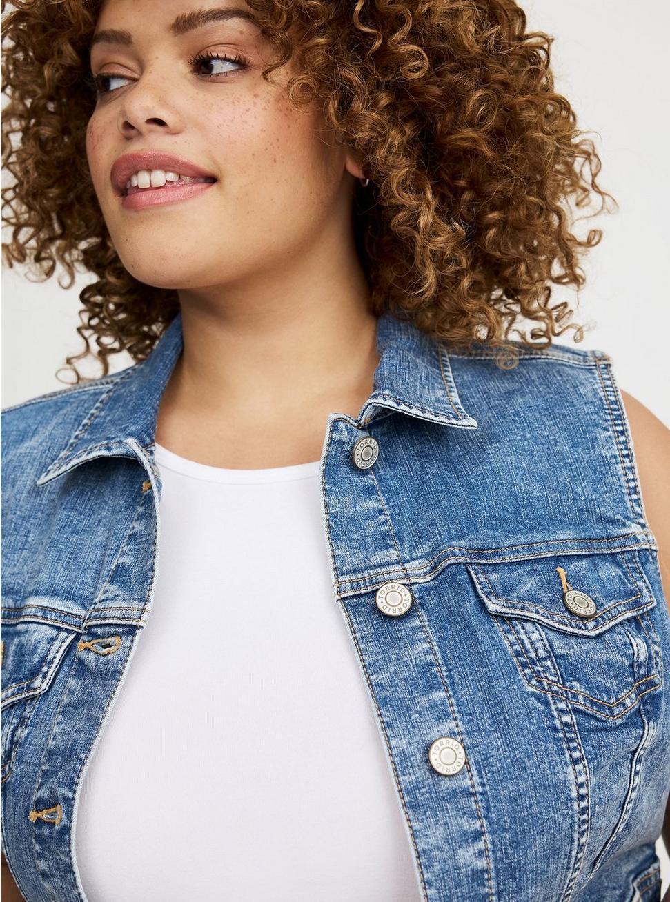 Cropped Denim Vest Product Image
