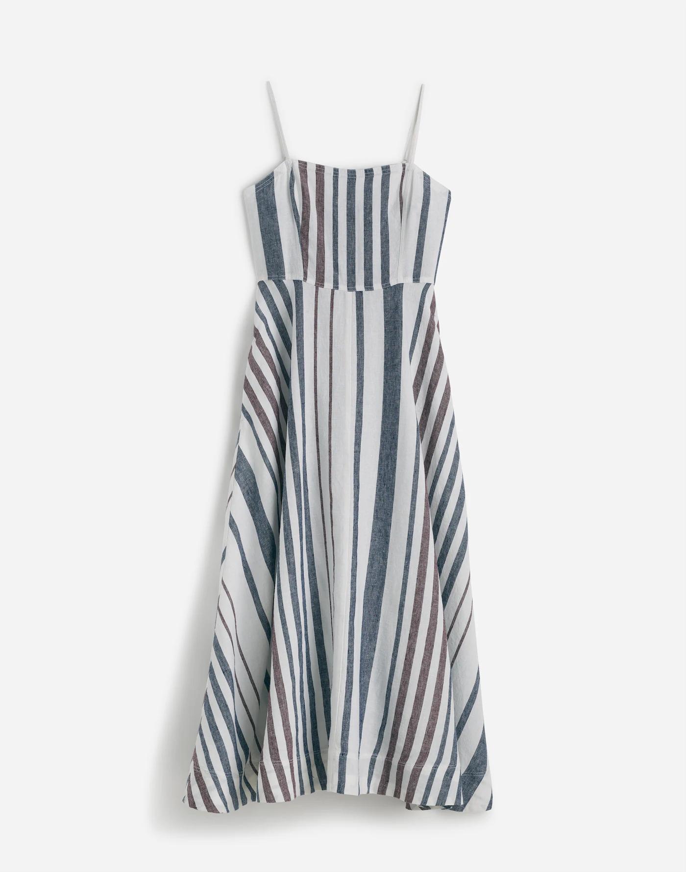 Striped Circle Maxi Dress in 100% Linen Product Image