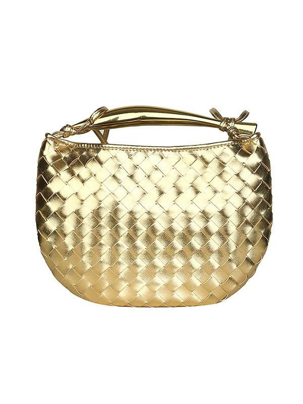 Geometric Split-Joint Woven Zipper Bags Handbags Product Image