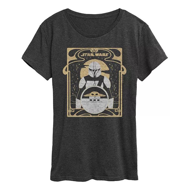 Womens The Mandalorian Grogu Celestial Graphic Tee Heather Grey Product Image