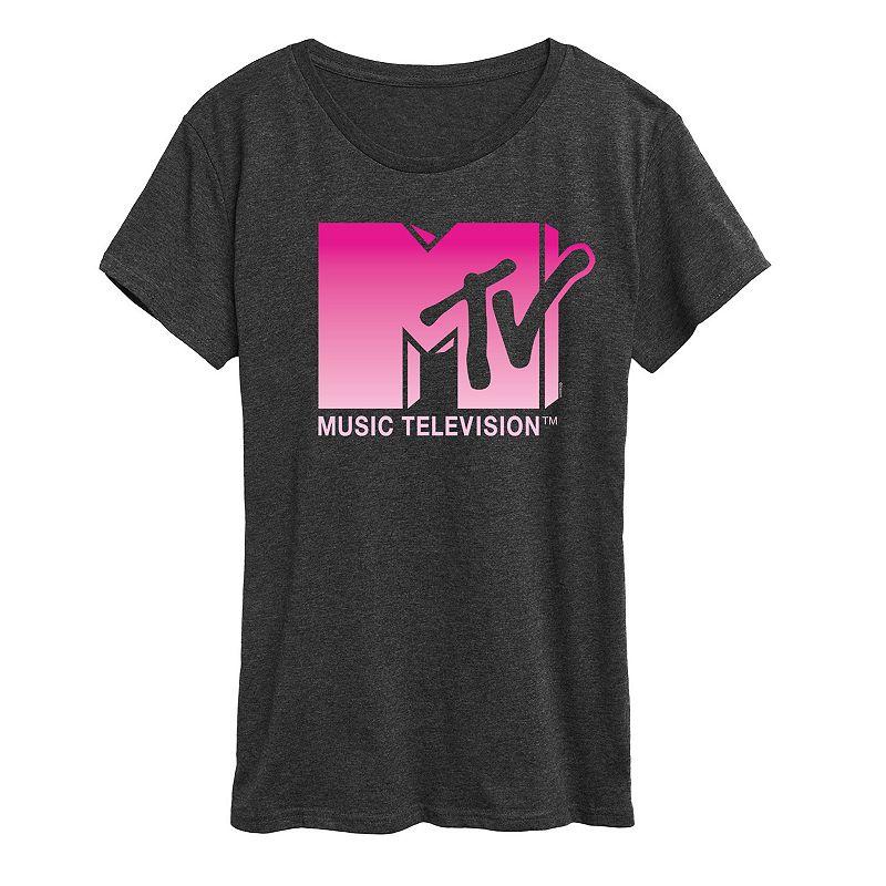 Womens MTV Pink Ombre Graphic Tee Heather Grey Product Image