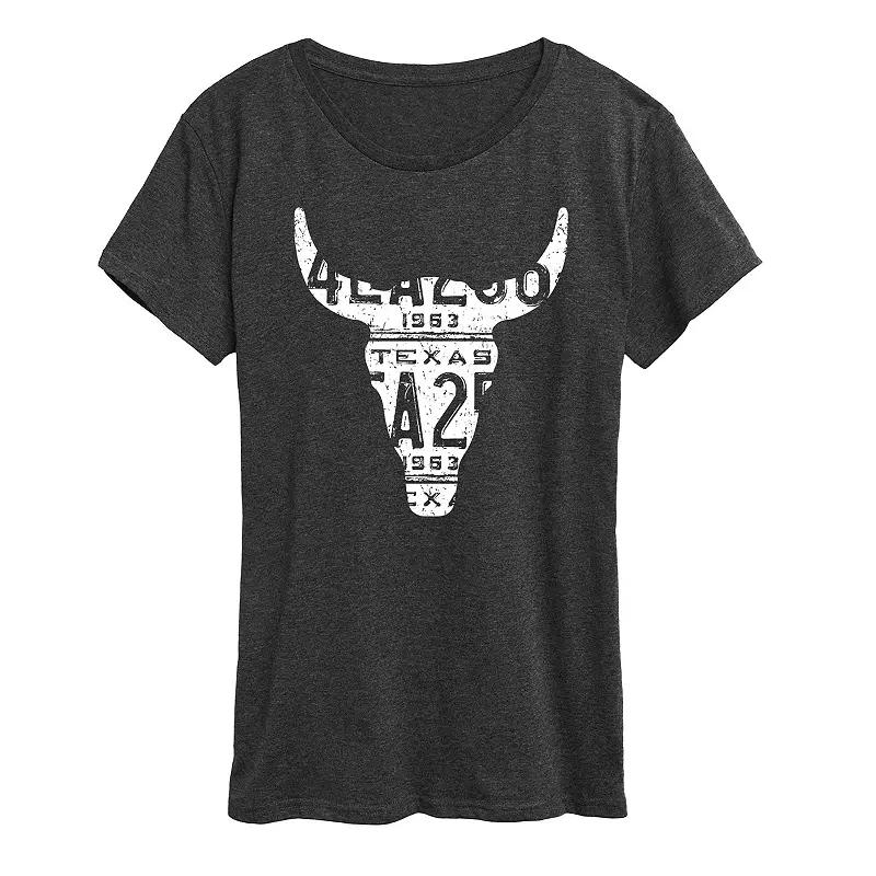 Women's Texas License Plate Steer Graphic Tee,  Product Image