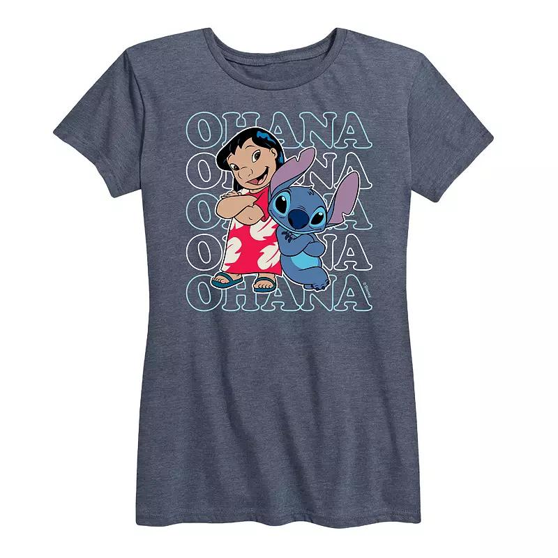 Disney's Lilo & Stitch Women's Ohana Repeated Graphic Tee,  Product Image
