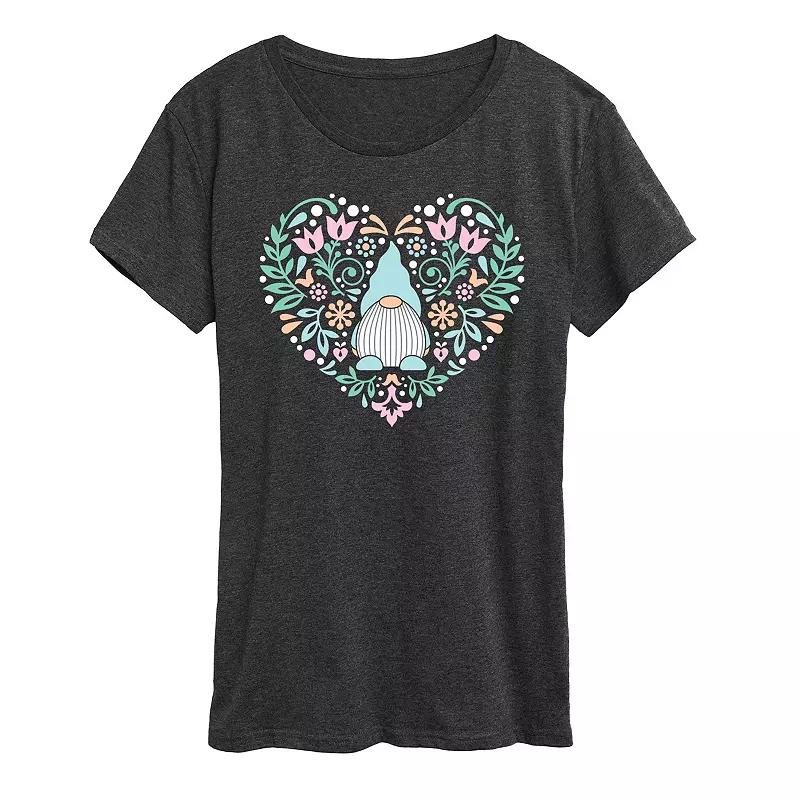 Women's Scandinavian Gnome Heart Graphic Tee,  Product Image