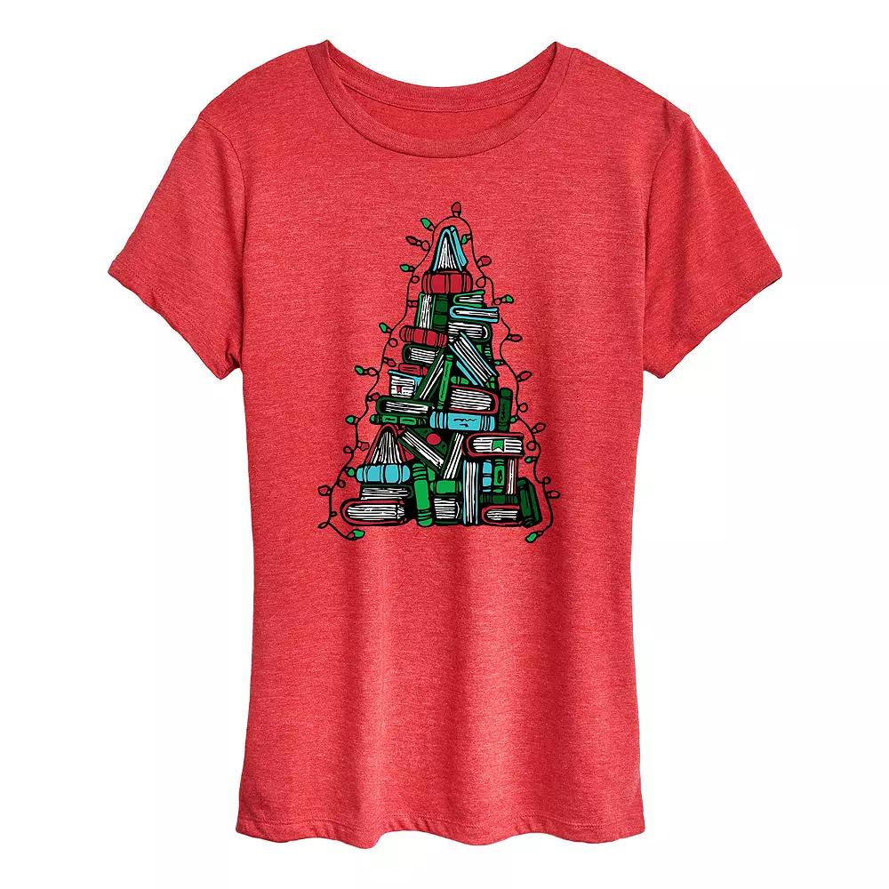 Women's Book Christmas Tree Graphic Tee, Girl's,  Product Image