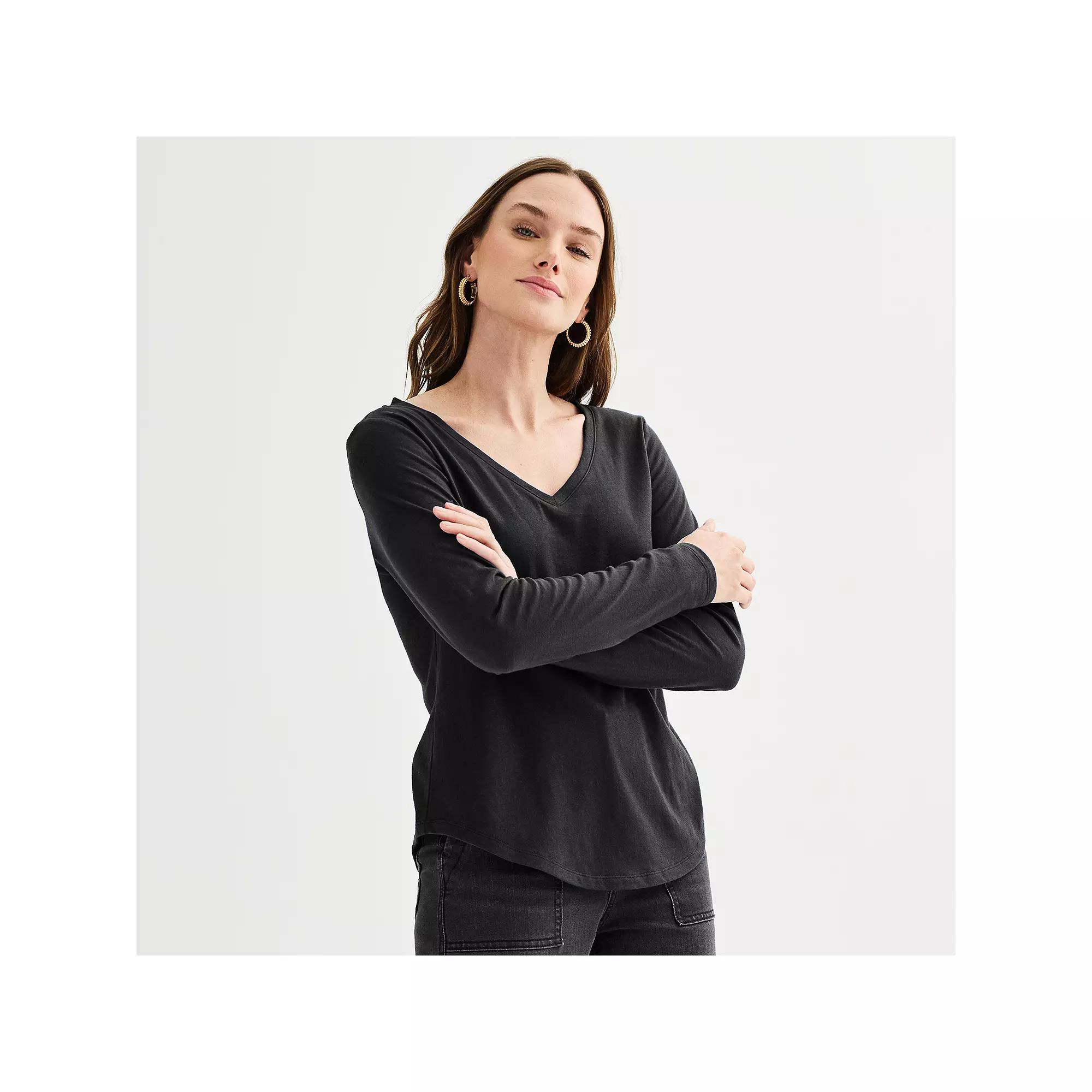 Women's Sonoma Goods For Life® Everyday Long Sleeve V-Neck T-Shirt,  Product Image