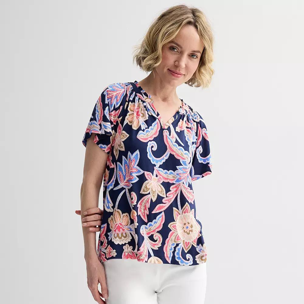 Women's Croft & Barrow® Smocked Raglan Top,  Product Image