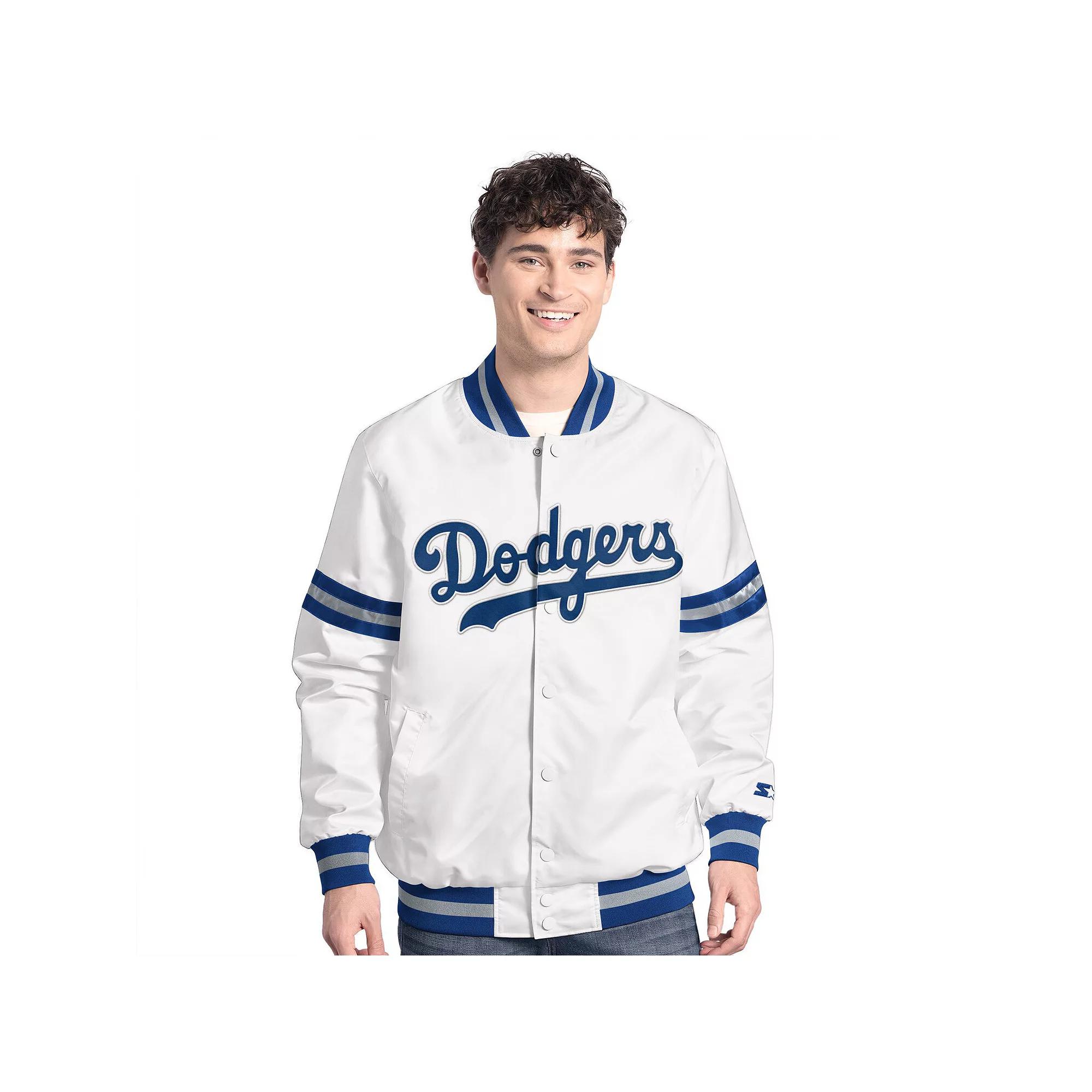 Men's Starter White Los Angeles Dodgers Cooperstown Scout Full-Snap Varsity Jacket,  Product Image