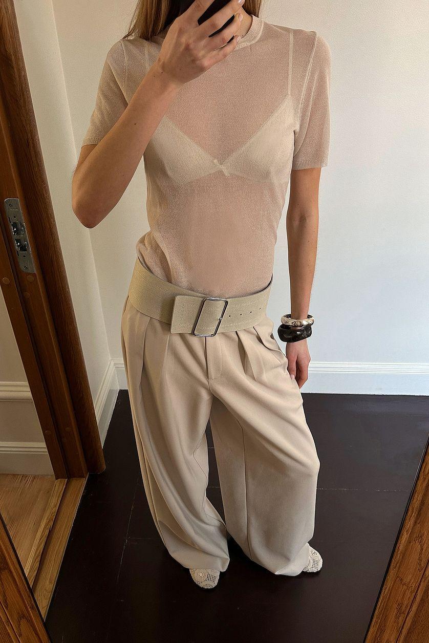 Wide High Waist Suit Pants Product Image