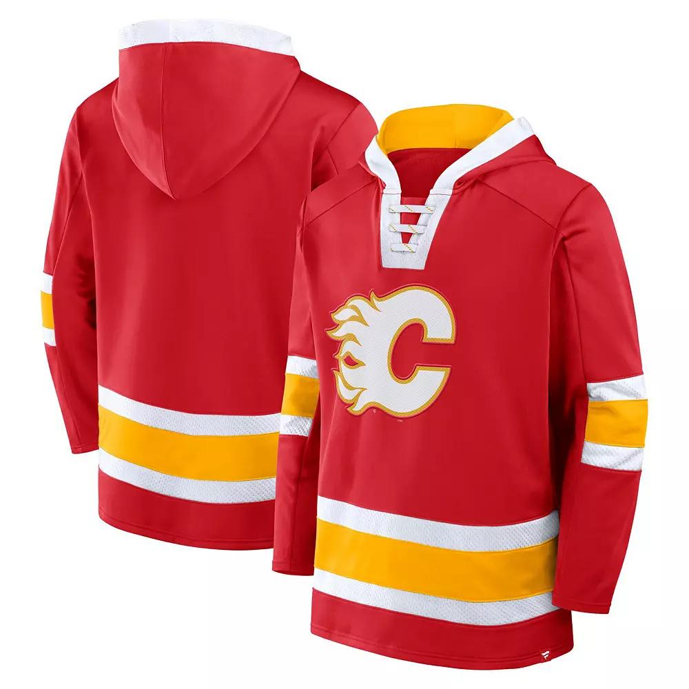 Men's Fanatics  Red Calgary Flames Inside Line Fleece Pullover Hoodie, Size: Large, Flm Red Product Image