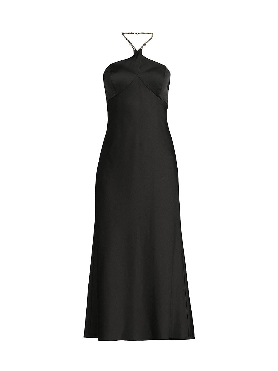 Womens Stretch Satin Halterneck Midi-Dress Product Image