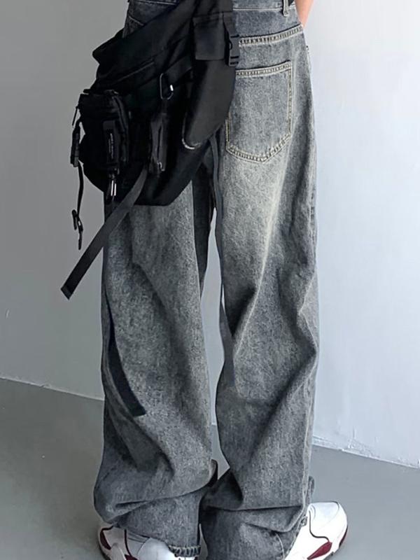 Buckle Strap Baggy Boyfriend Jeans Product Image