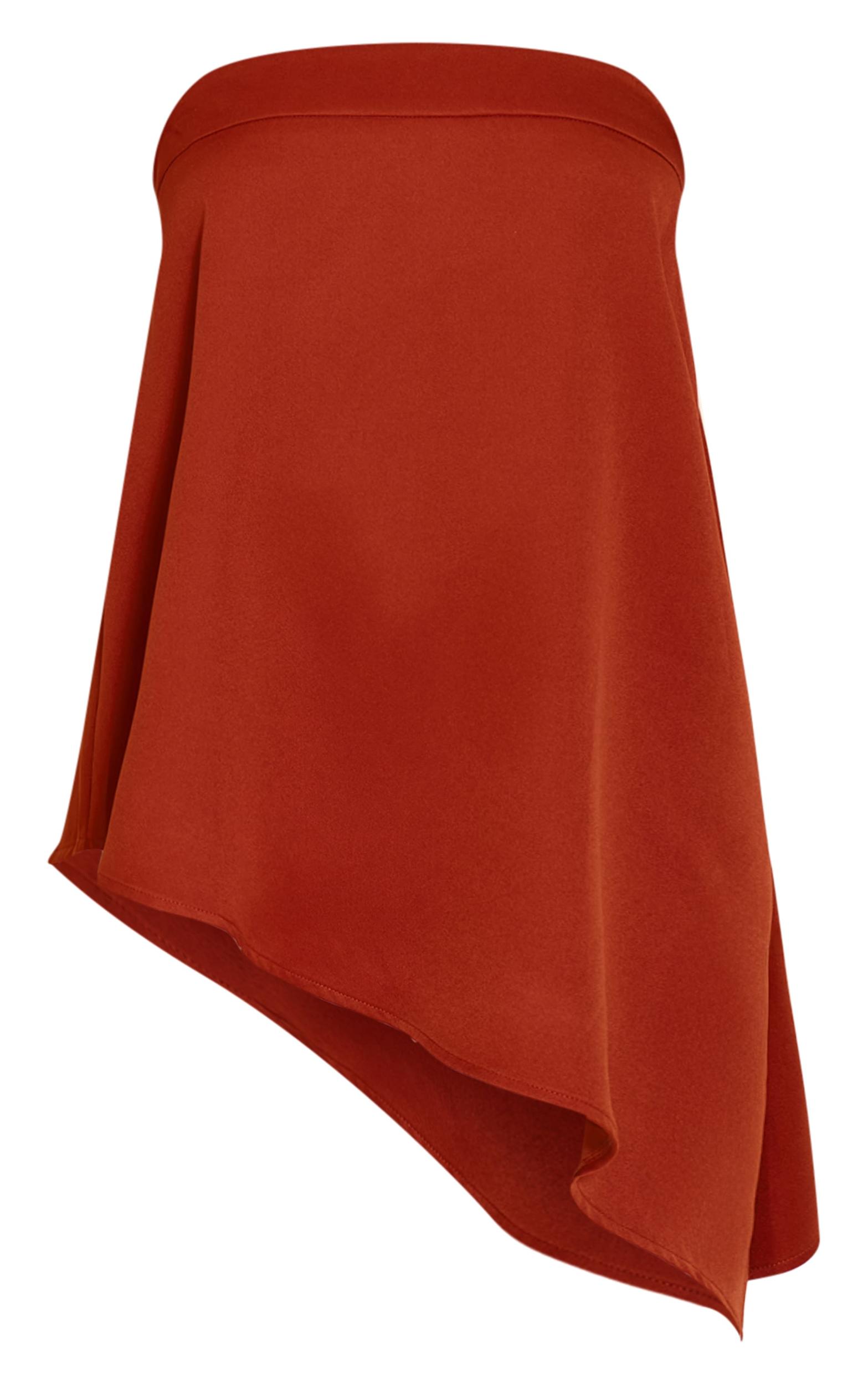 Burnt Orange Woven Bandeau Asymmetric Hem Floaty Long Top Product Image