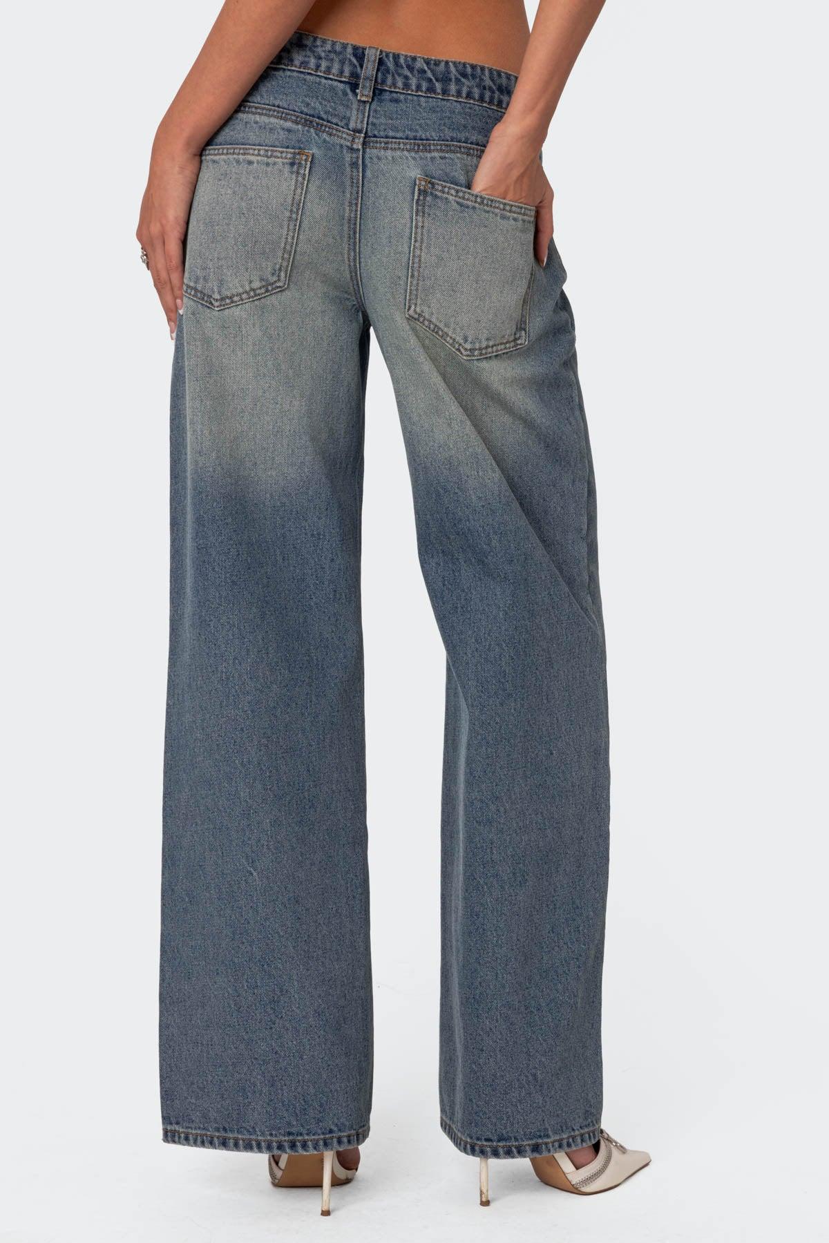 Magda Acid Wash Low Rise Baggy Jeans Product Image