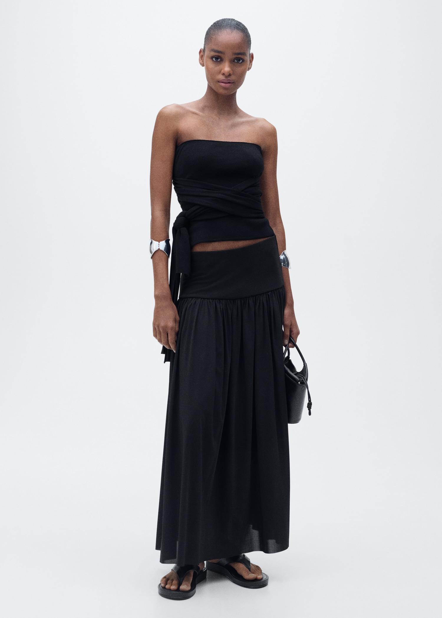 Long gathered skirt - Women | MANGO USA Product Image
