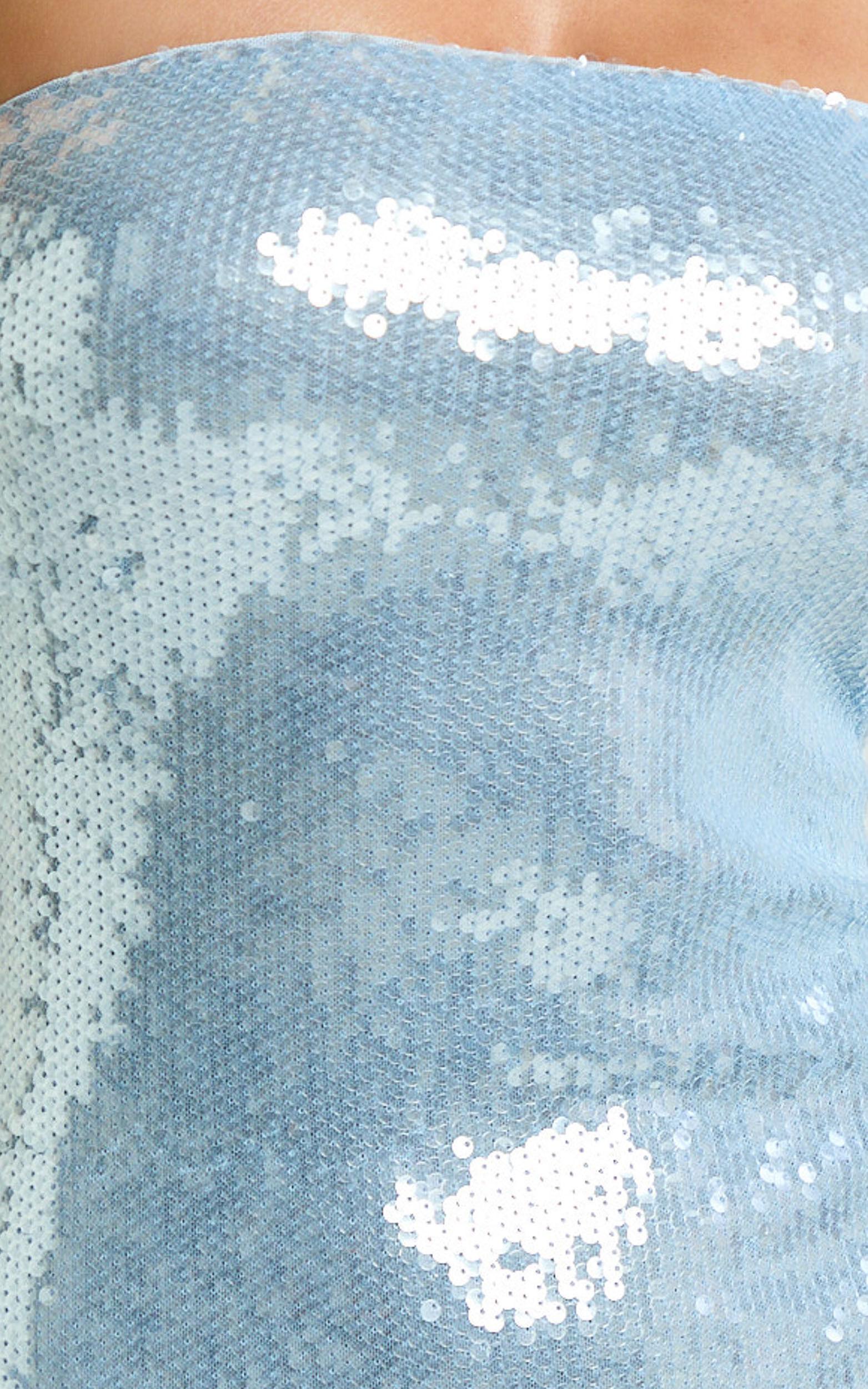 Nikki Mini Dress - Sequin Strapless Bodycon Dress in Sky Blue Product Image