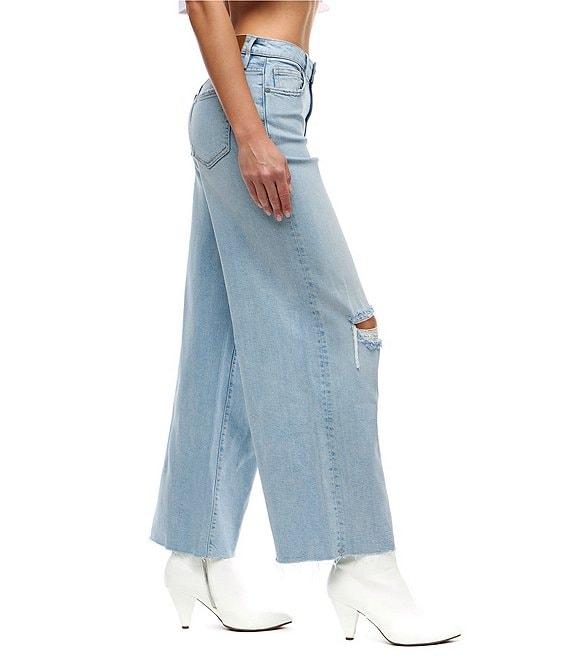 Hidden Jeans Nori Stretch Super Distressed Wide Leg Denim Jeans Product Image