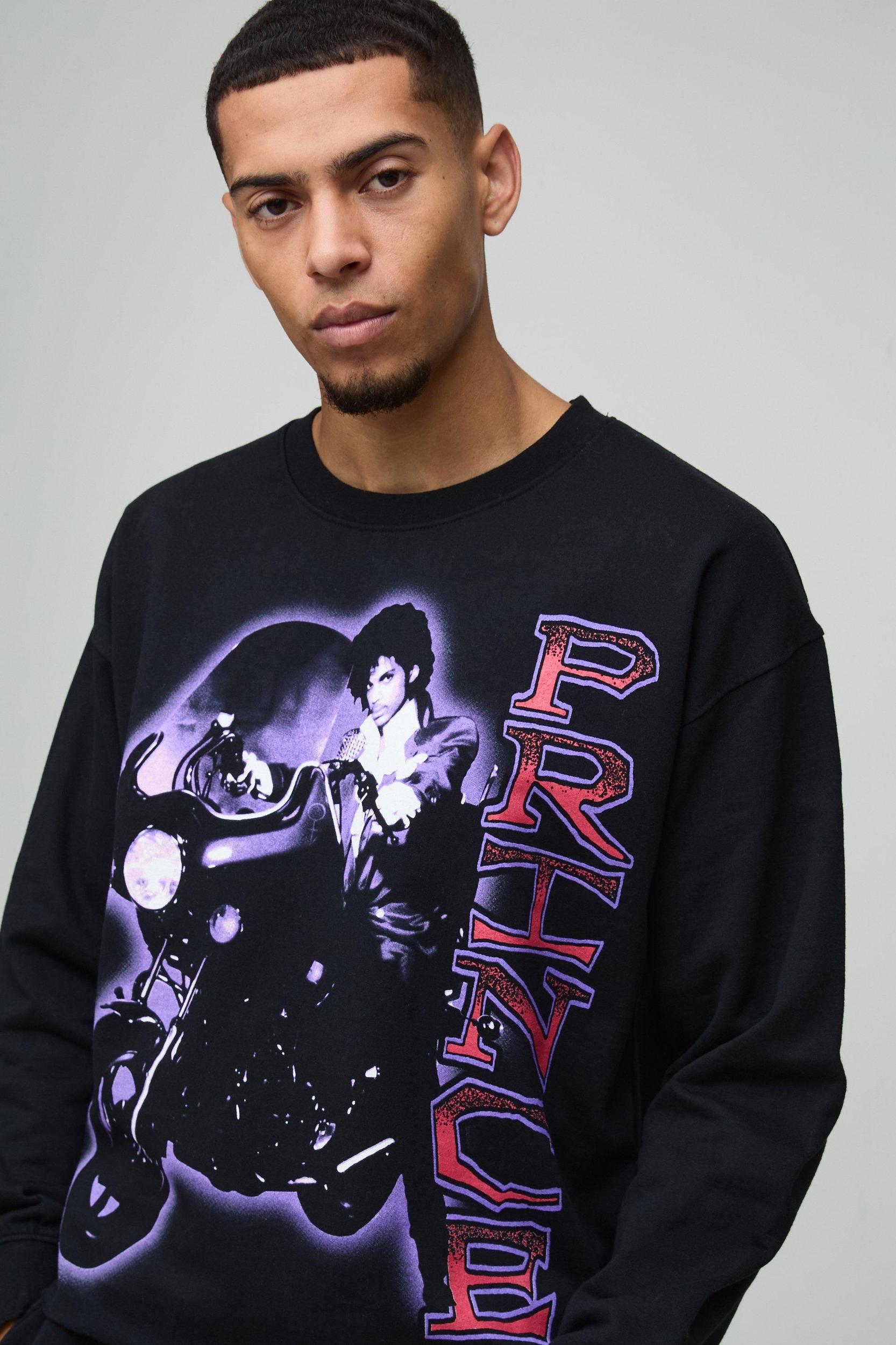 Oversized Prince Raw Hem License Print Sweatshirt | boohooMAN USA Product Image