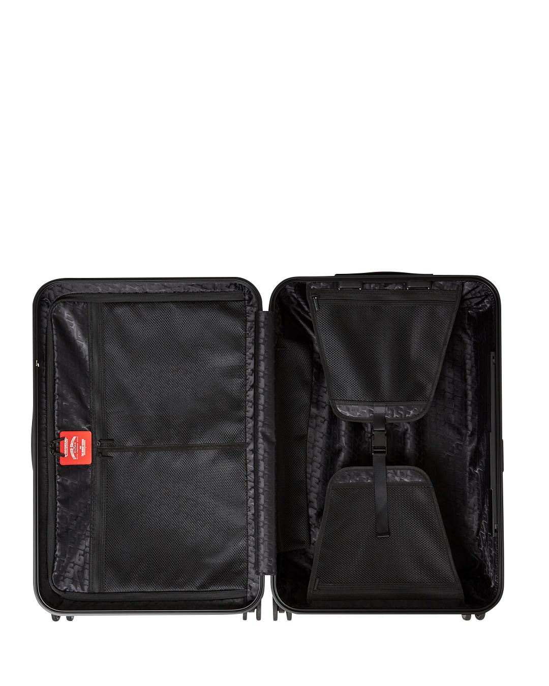 THE JOURNEY BEGINS SHARKITECTURE CARRY-ON LUGGAGE BLACK WITH EXTRA STICKERS Product Image