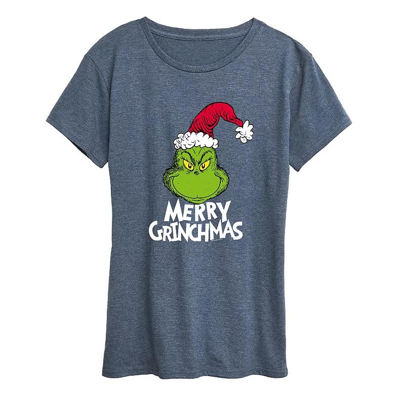 Womens Dr. Seuss The Grinch Merry Grinchmas Graphic Tee, Girls Grey Blue Product Image