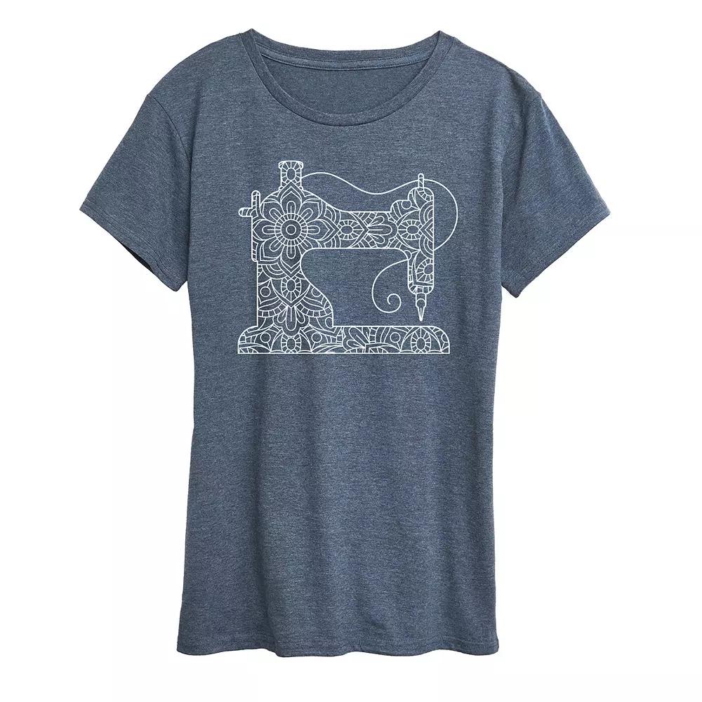 Women's Mandala Sewing Machine Graphic Tee,  Product Image