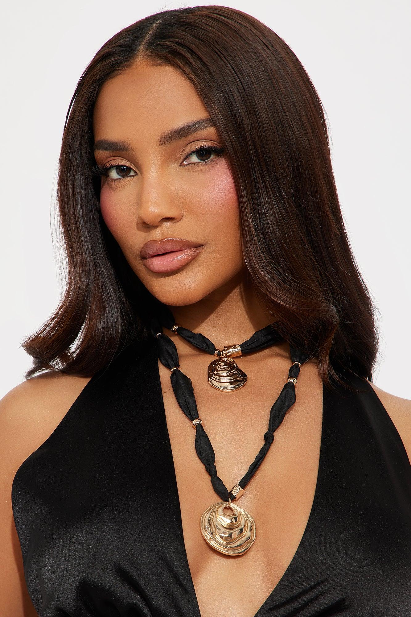 Golden Together Layered Necklace - Black/combo Product Image