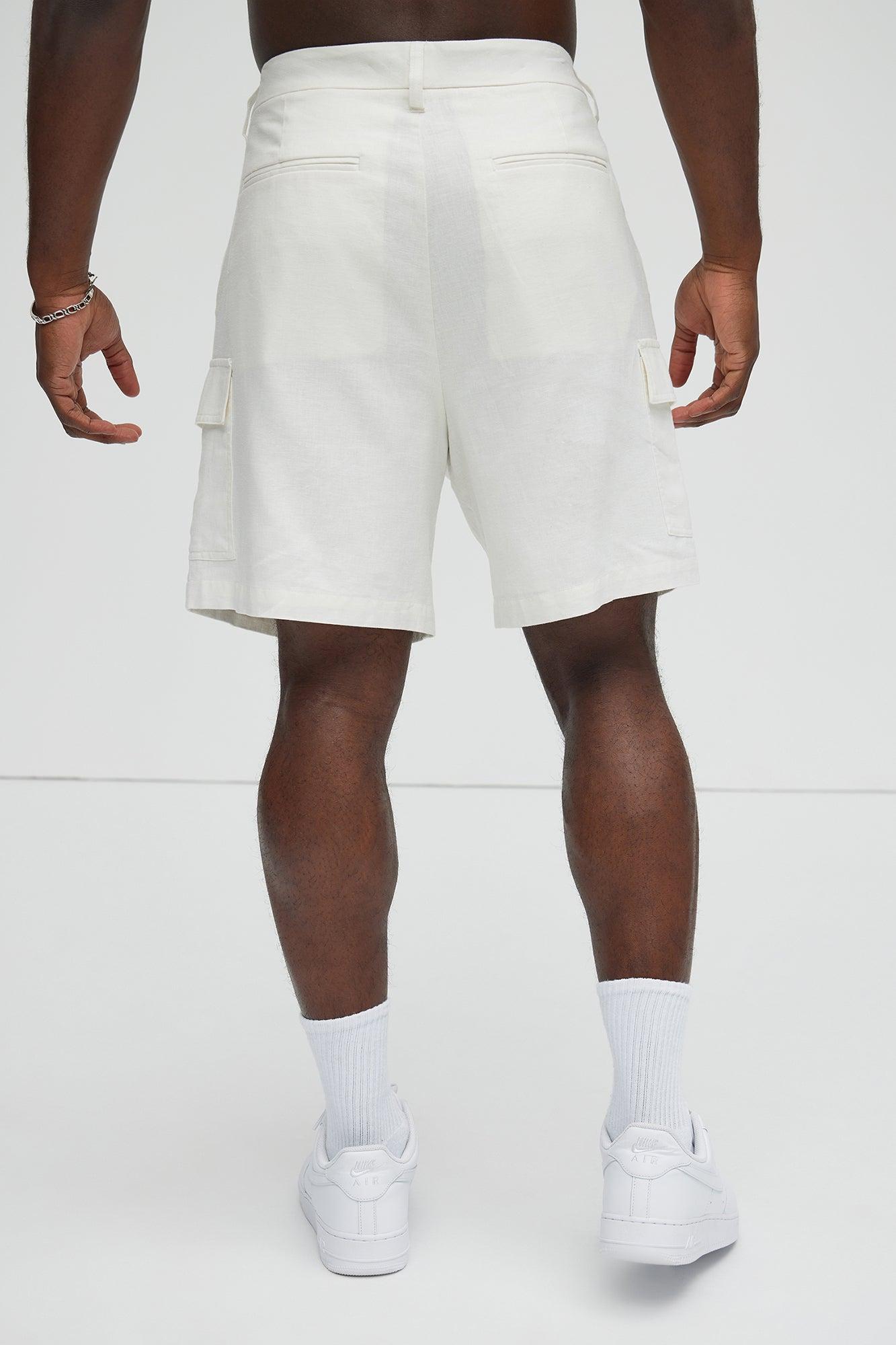 Bahamas Linen Cargo Shorts - White Product Image