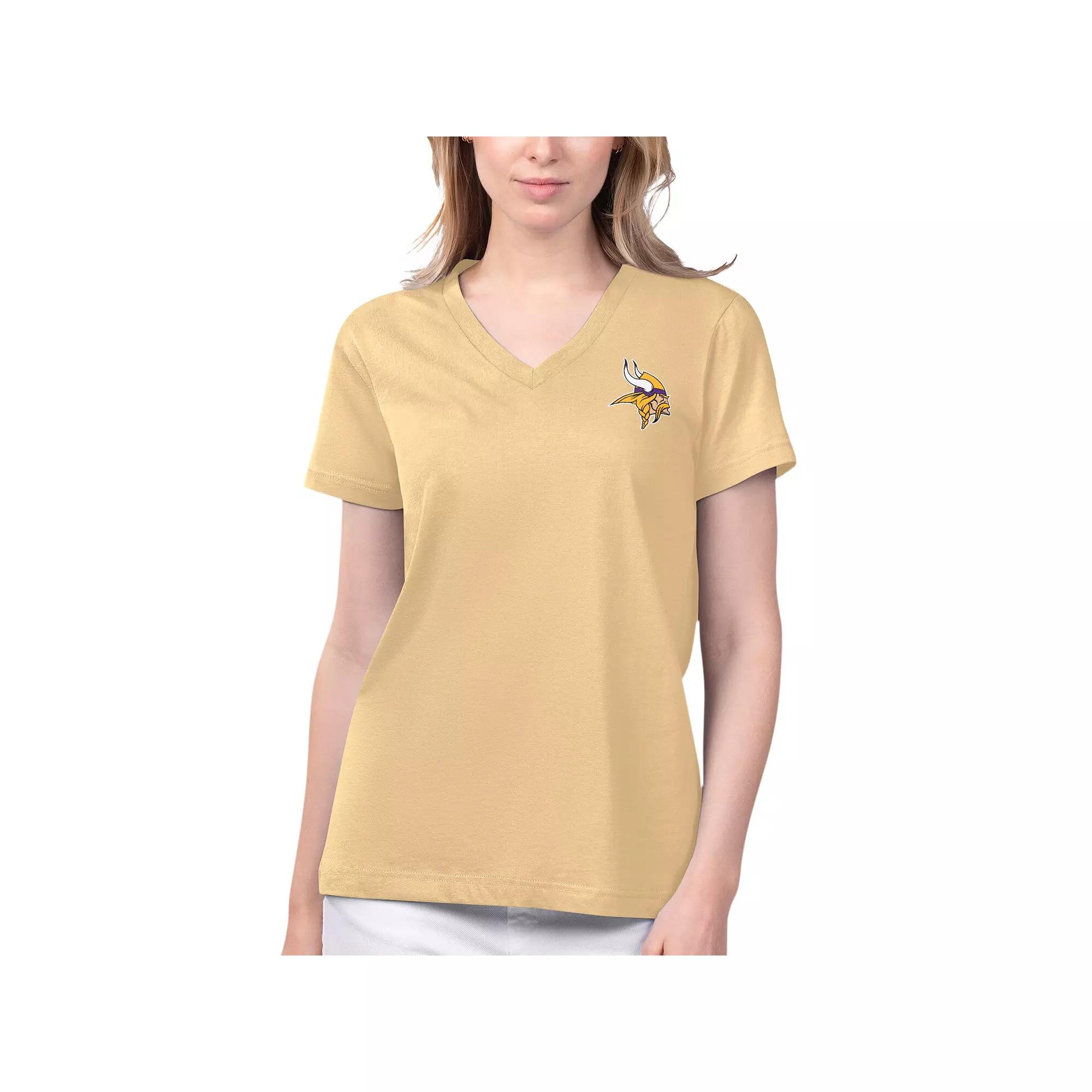 Women's Margaritaville Gold Minnesota Vikings Game Time V-Neck T-Shirt,  Product Image