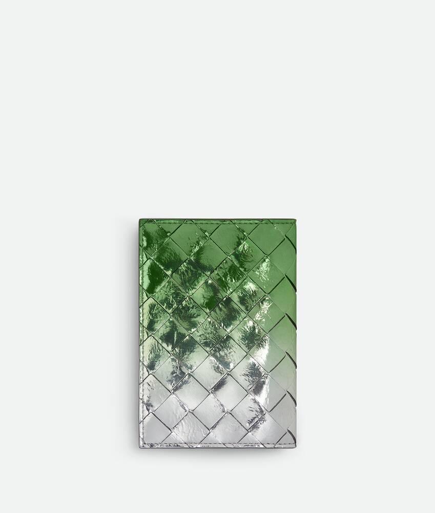Women's Intrecciato Passport Case in Silver/fresh mint Product Image