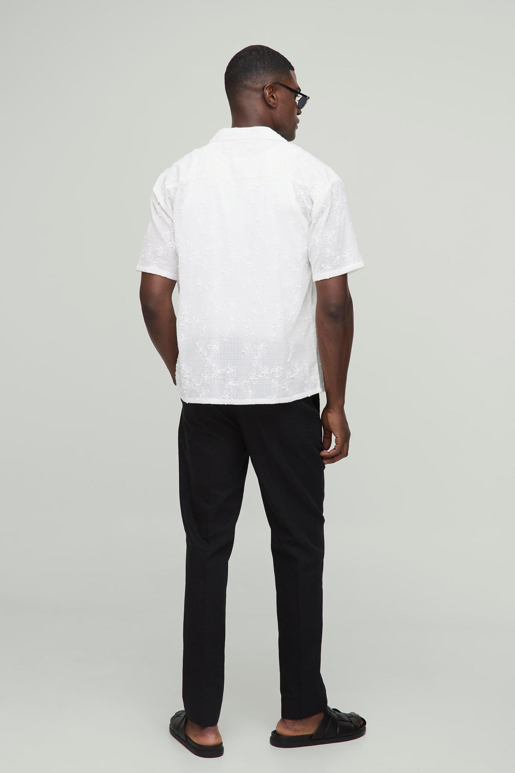 Slim Fit Linen Blend Crease Front Trouser | boohooMAN USA Product Image