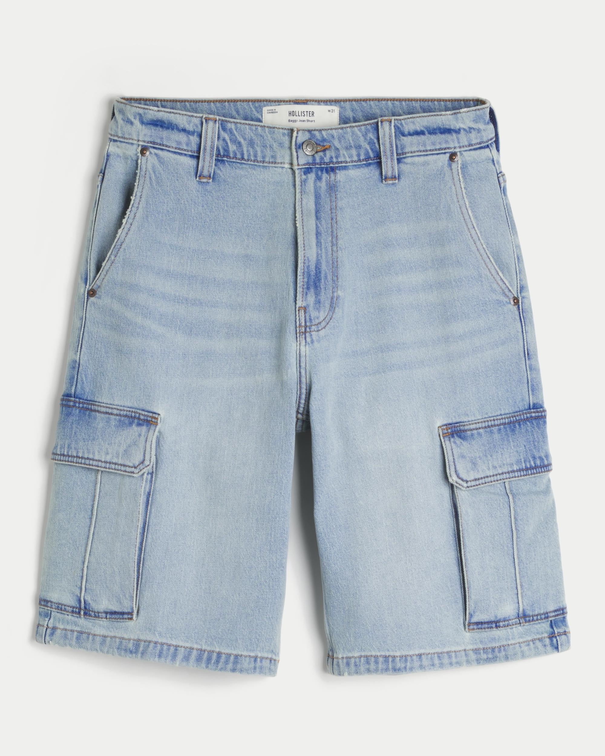 Baggy Denim Cargo Shorts Product Image