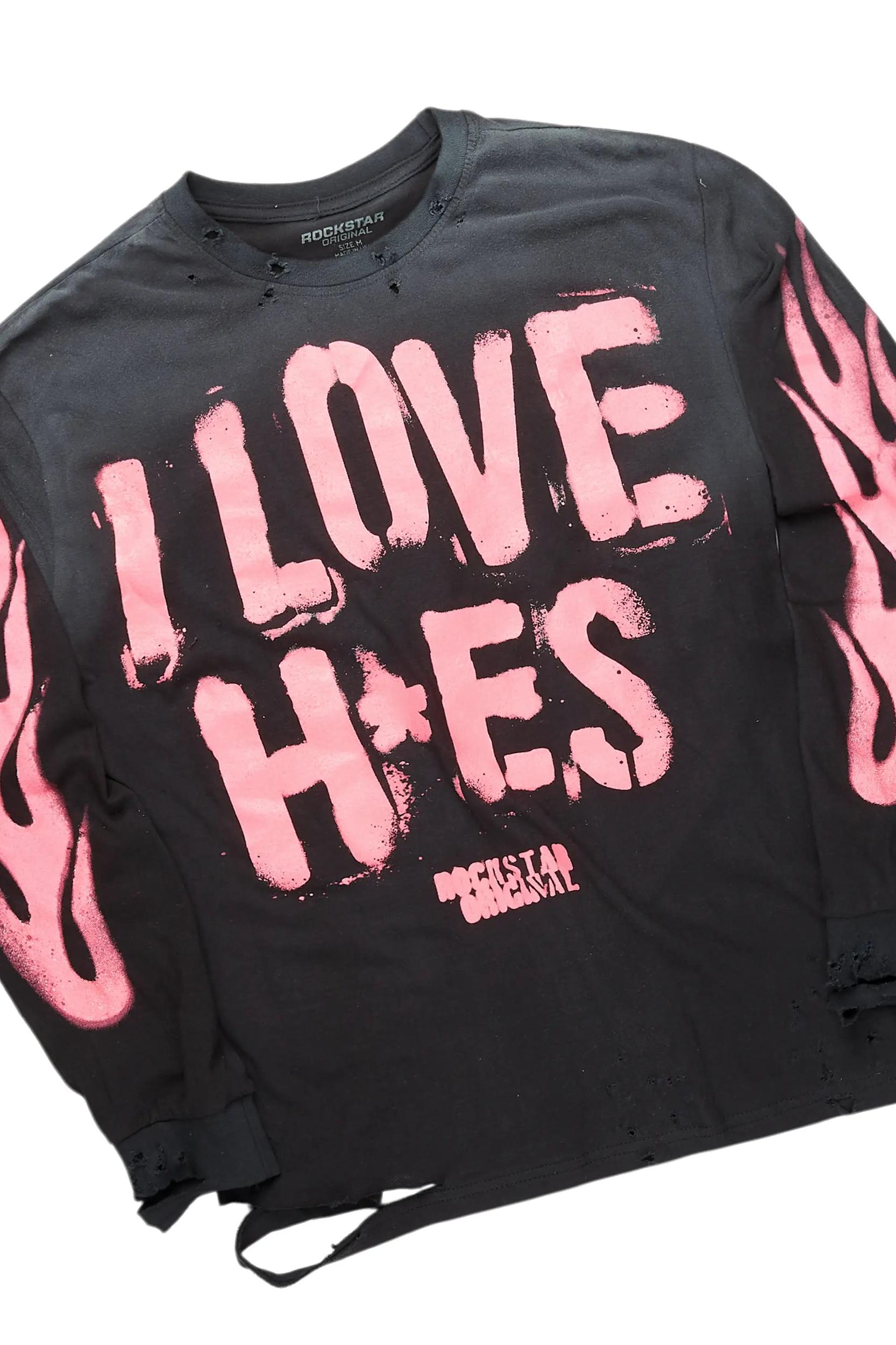 Banyan Black Long Sleeve T-Shirt & Kap Stacked Flare PU Jean Bundle Male Product Image