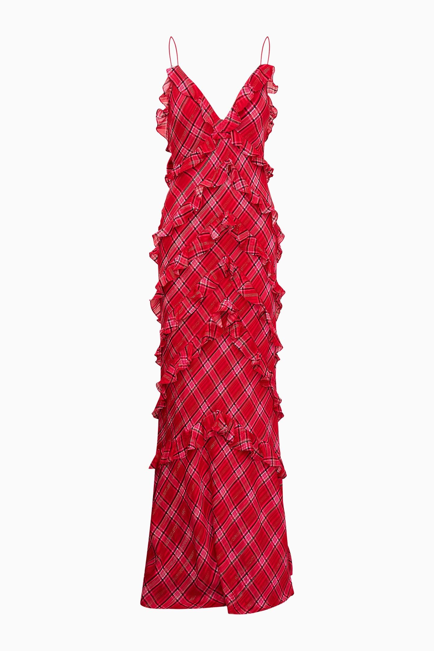 Ellietta Tartan Ruffle Maxi Dress Product Image