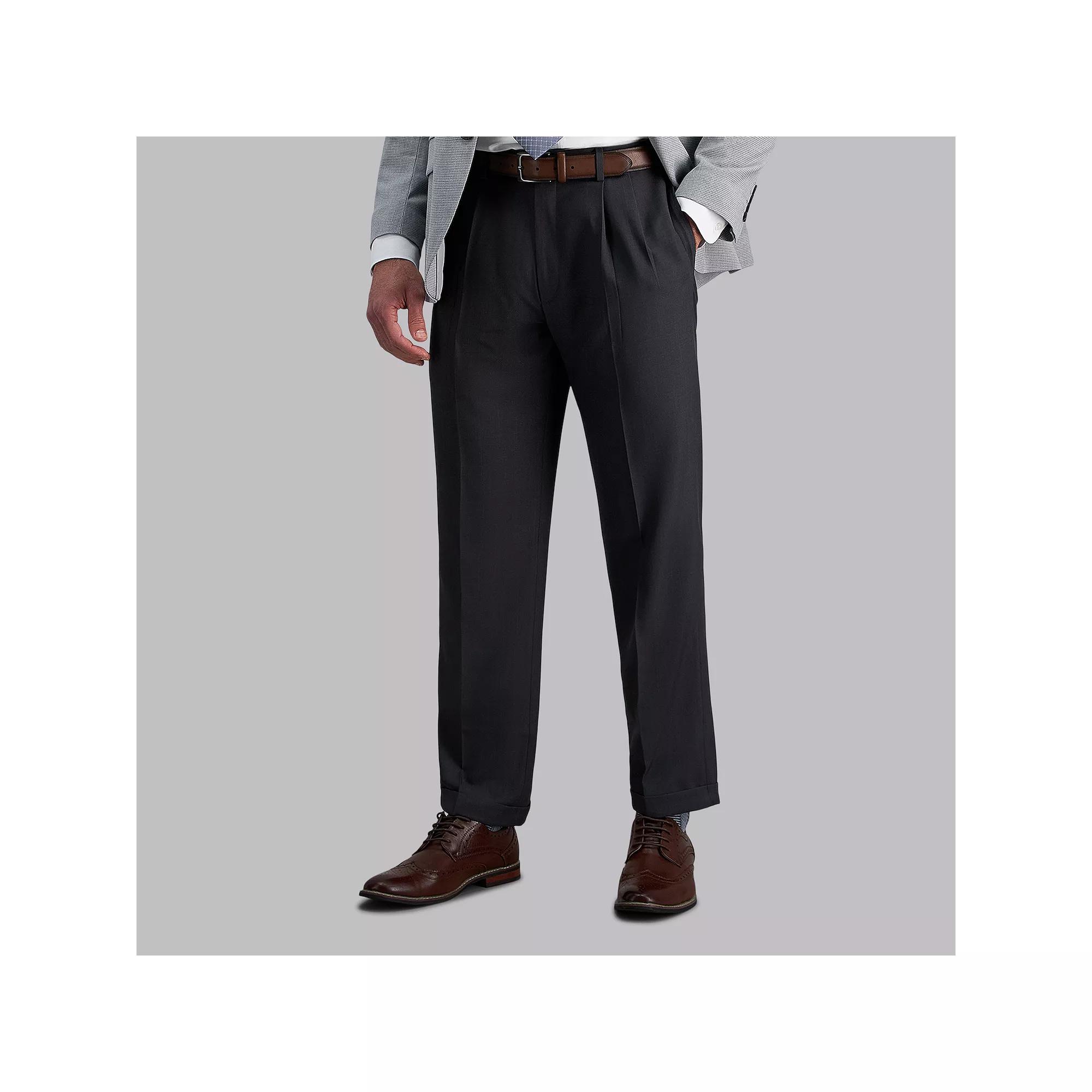 Men's Haggar® eCLo™ Stria Classic-Fit Hidden Expandable Waist Pleated Dress Pants,  Product Image