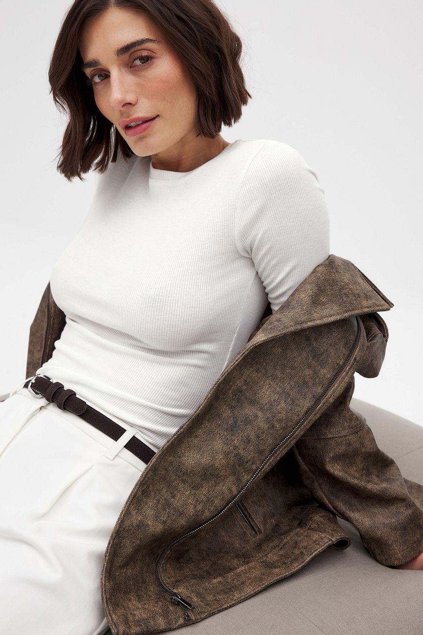 Round Neck Ribbed Top Product Image