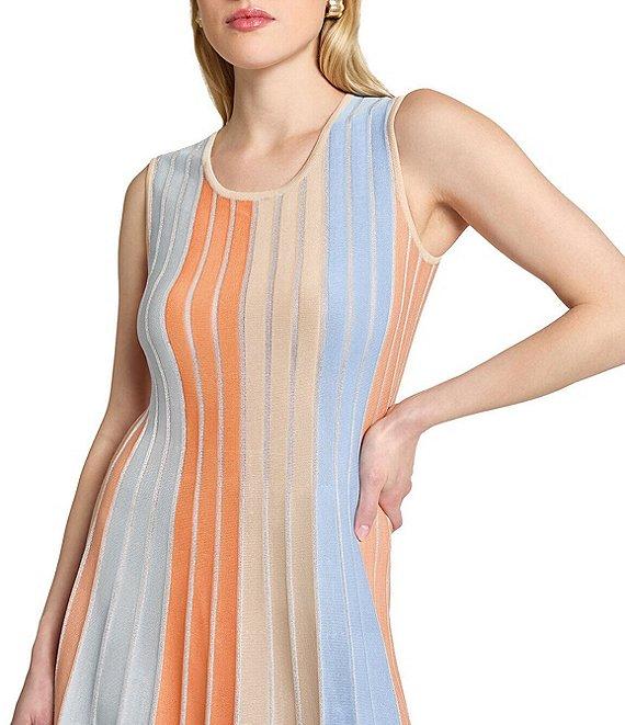 MISOOK Lurex Knit Stripe Scoop Neck Sleeveless Maxi Dress Product Image