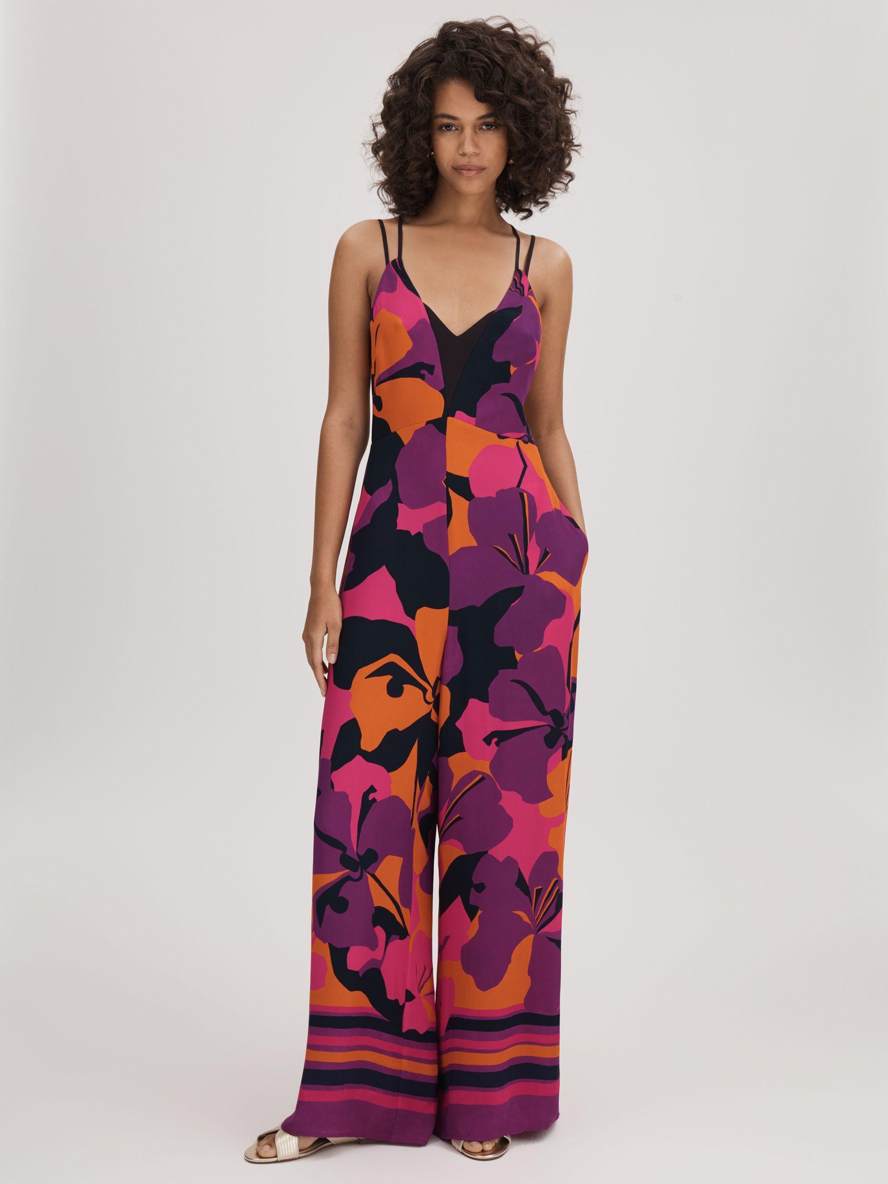 Florere Printed Wide Leg Jumpsuit in Pink/Orange Product Image