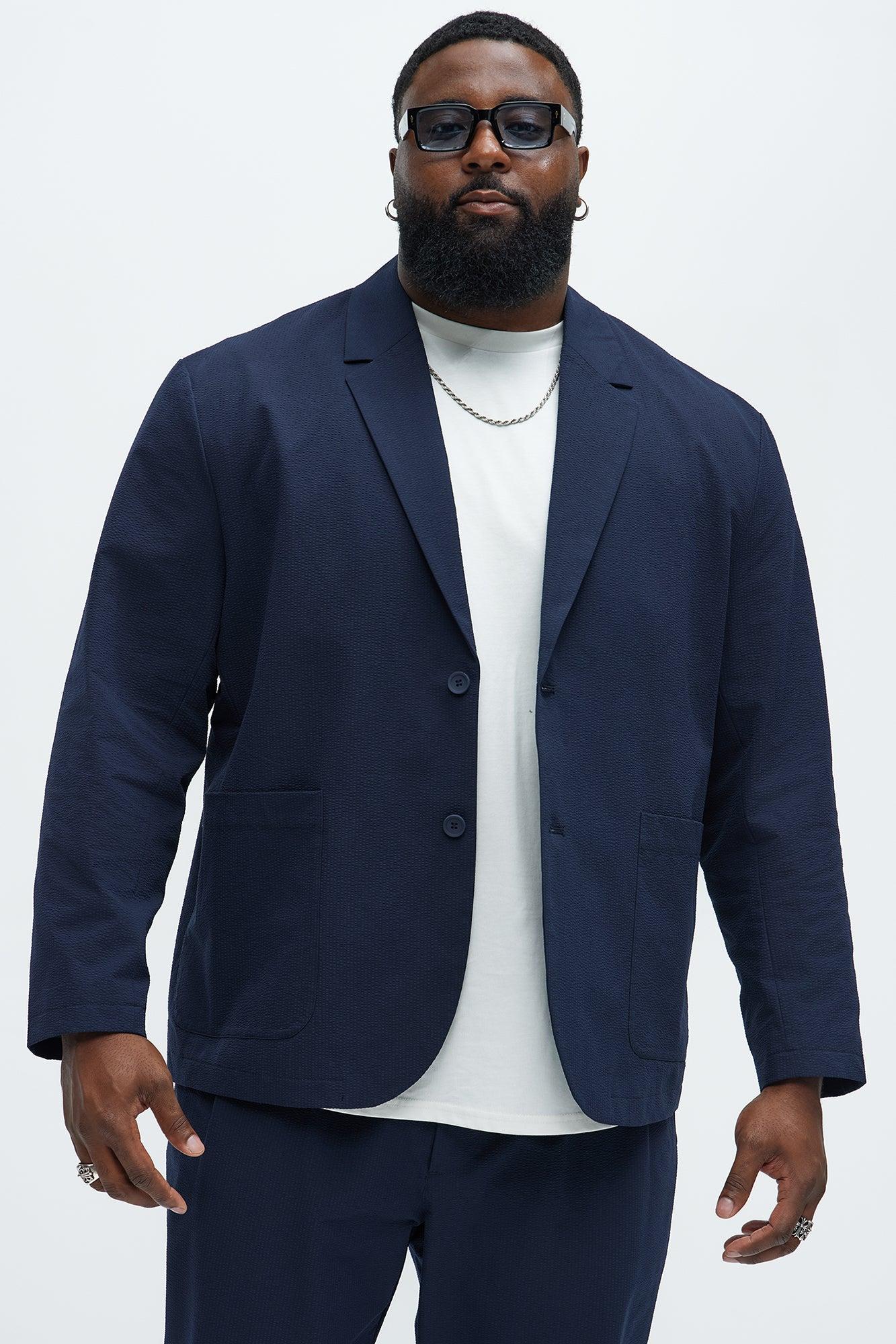 Seersucker Casual Blazer - Navy Product Image