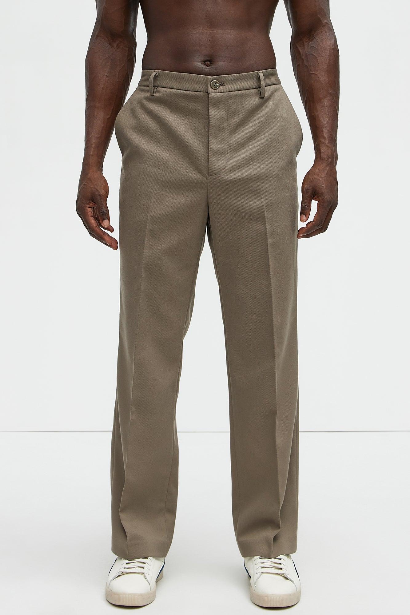 Kevin Twill Textured Straight Trousers - Brown Product Image