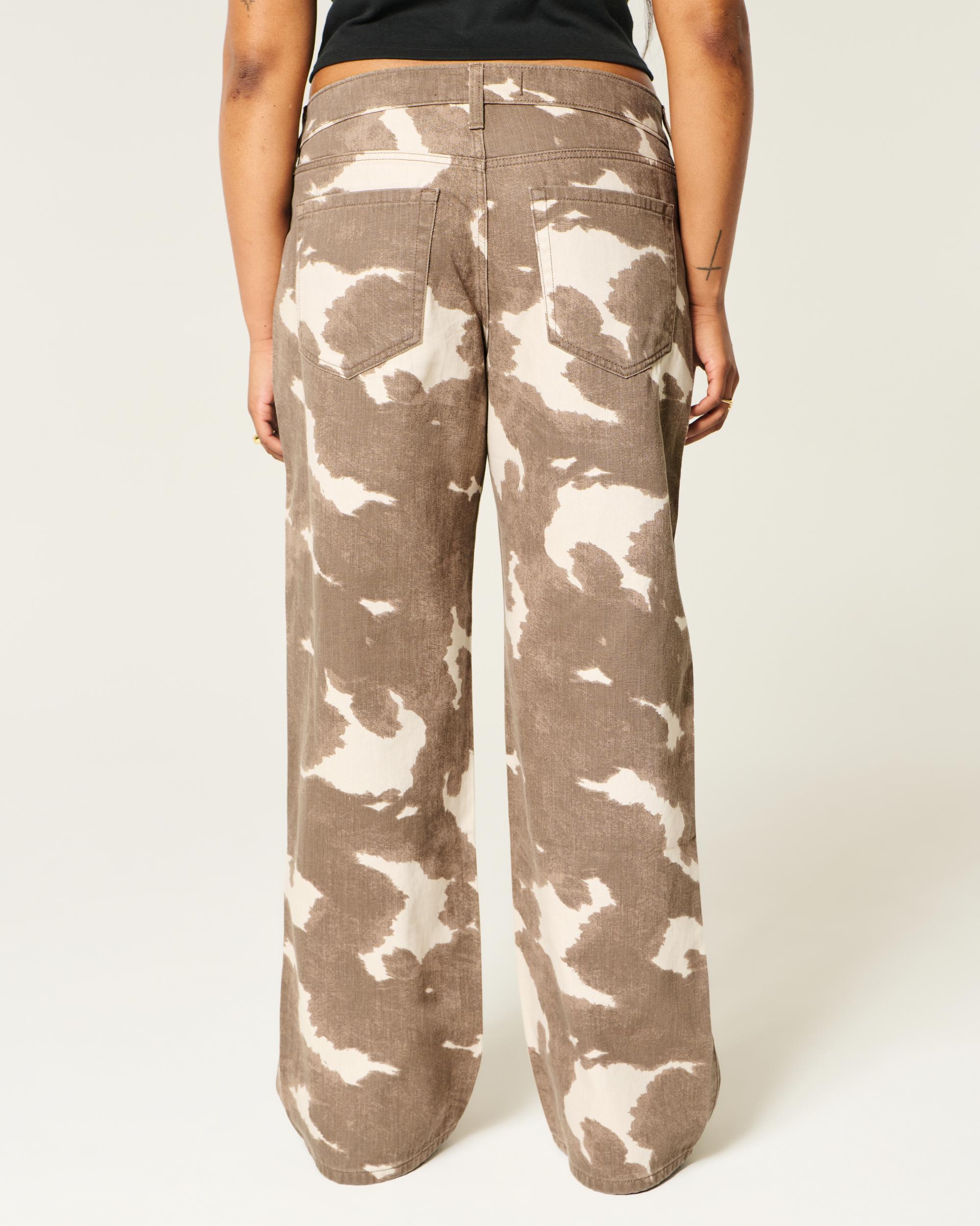Low-Rise Cow Print Baggy Jeans Product Image