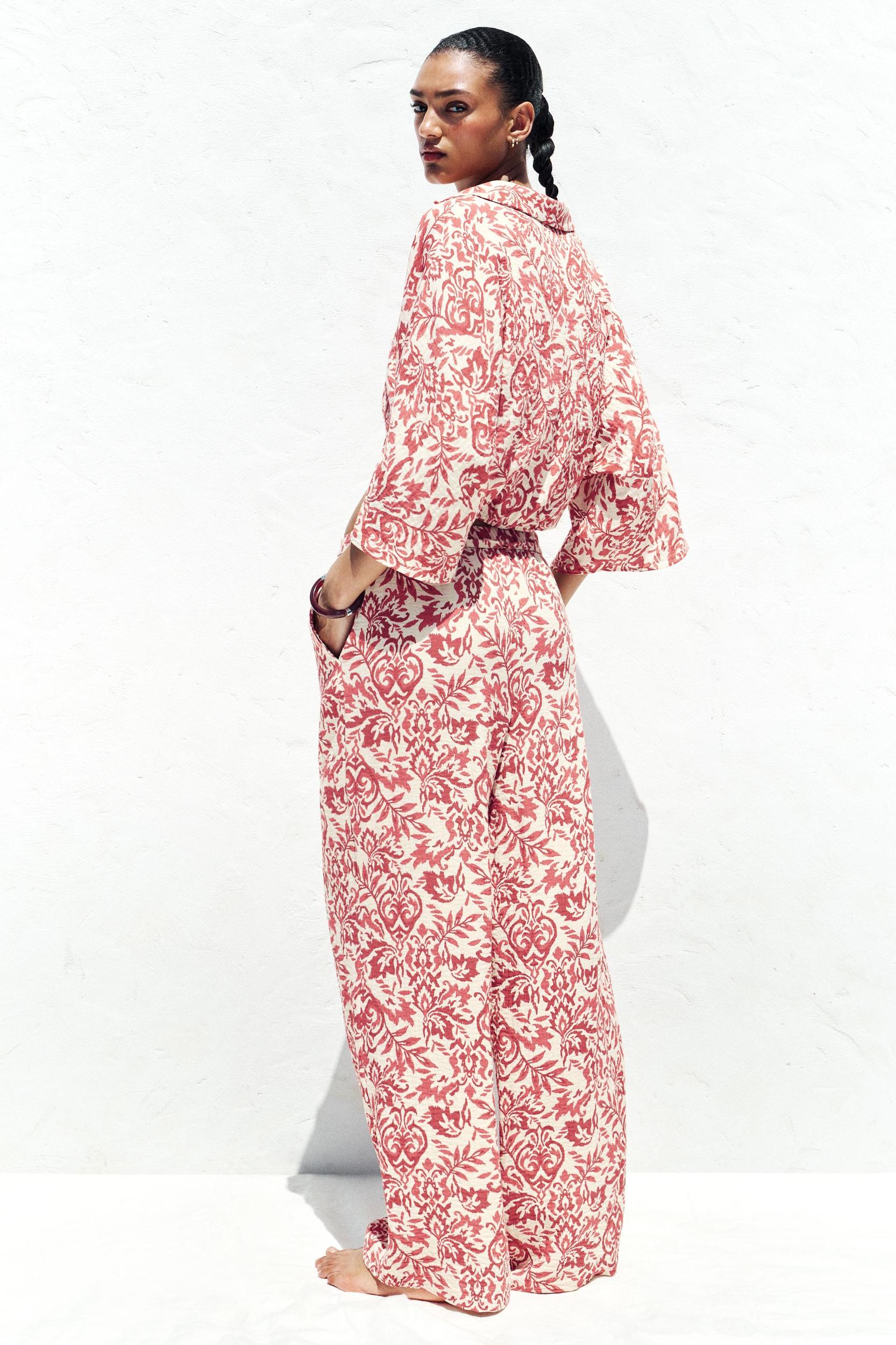 PRINTED RUSTIC WIDE-LEG PANTS Product Image